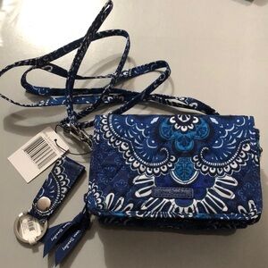 Ver Bradley Blue Tapestry RFID crossbody and key ring.